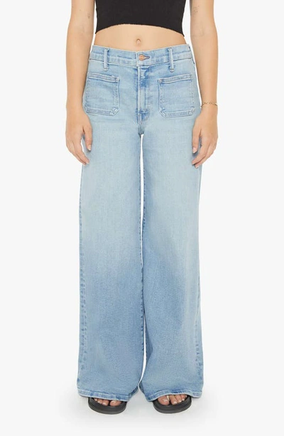 Mother Undercover Sneak Lil Patch Pocket Wide Leg Jeans In Blue