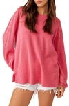 Free People Soul Song Long Sleeve Cotton Blend Top In Dragonfruit Sorbet