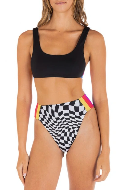 Hurley X Nascar Reversible Two-piece Bikini In Black/ White