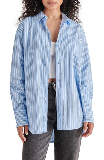 Steve Madden Stripe Button-up Shirt In Light Blue