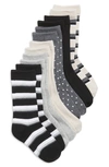 Nordstrom Kids' Assorted 6-pack Dress Socks In Grey- Multi Dot Stripe Pack
