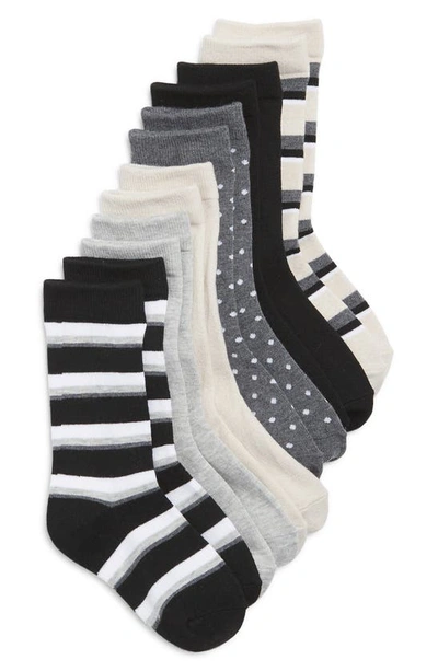 Nordstrom Kids' Assorted 6-pack Dress Socks In Grey- Multi Dot Stripe Pack