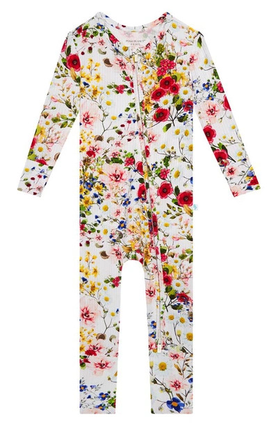 Posh Peanut Babies' Barbara Floral Convertible Footie In Open White