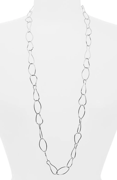 Nordstrom Oval Link Long Necklace In Rhodium