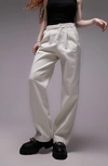 Topshop Straight Leg Pants In White