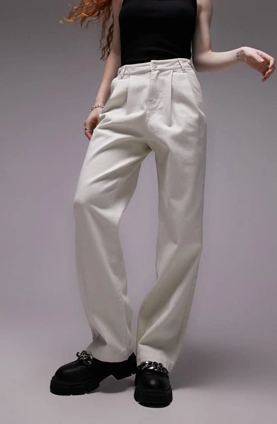 Topshop Straight Leg Pants In White