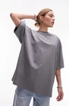 Topshop Oversize Drop Shoulder T-shirt In Grey