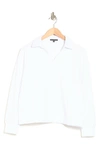 Adrianna Papell Ottoman Rib Zip Front Pullover Top In White