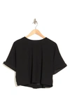 Adrianna Papell Button Back Crop Top In Black
