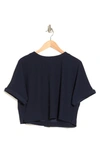Adrianna Papell Button Back Crop Top In Blue Moon