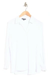 Adrianna Papell Long Sleeve Button-up Shirt In White