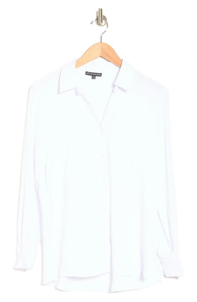 Adrianna Papell Long Sleeve Button-up Shirt In White