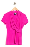 Dkny Cowl Neck Side Ruched Top In Radiant Pink