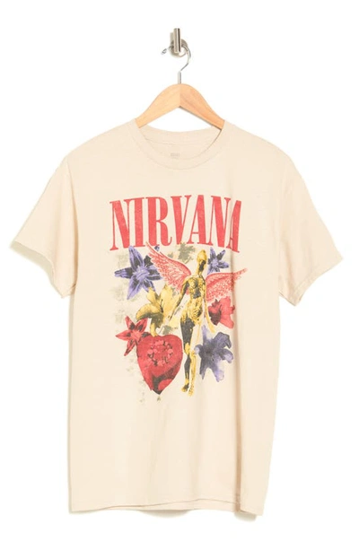 Merch Traffic Nirvana Floral Angel Graphic T-shirt In Sand