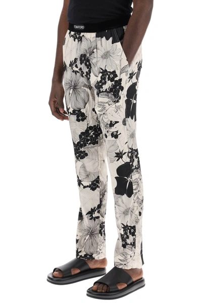 Tom Ford Pyjama Trousers In Floral Silk In Grey