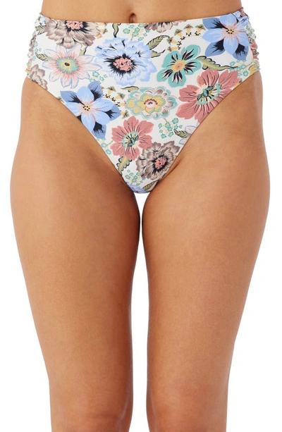 O'neill Talitha Floral High Cut Bikini Bottoms In Vanilla