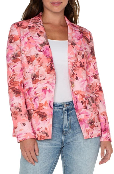 Liverpool Los Angeles Floral One-button Blazer In Pink Punch