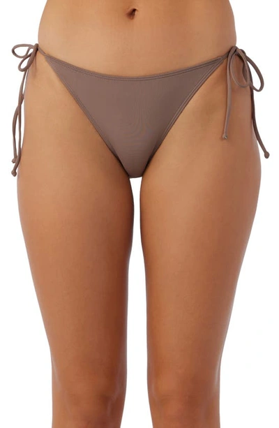 O'neill Saltwater Solids Maracas Side Tie Bikini Bottoms In Deep Taupe