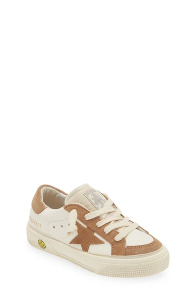 Golden Goose Kids' May Low Top Trainer In White/ Light Brown