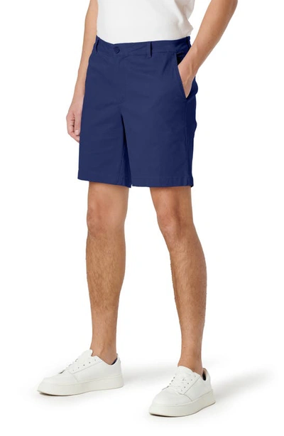 Bugatchi Theo Flat Front Stretch Chino Shorts In Navy