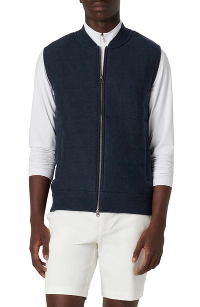 Bugatchi Cotton Zip-up Sweater Vest In Navy