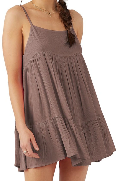 O'neill Rilee Crinkle Tiered Cover-up Dress In Deep Taupe