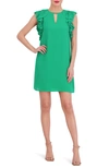 Vince Camuto Pleated Sleeve Chiffon Float Dress In Green