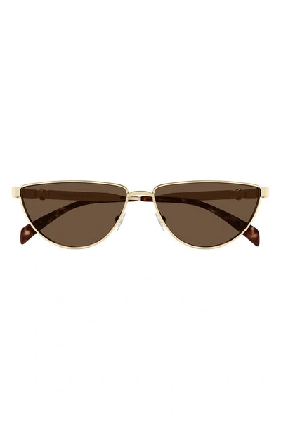 Alexander Mcqueen 60mm Cat Eye Sunglasses In Gold Brown