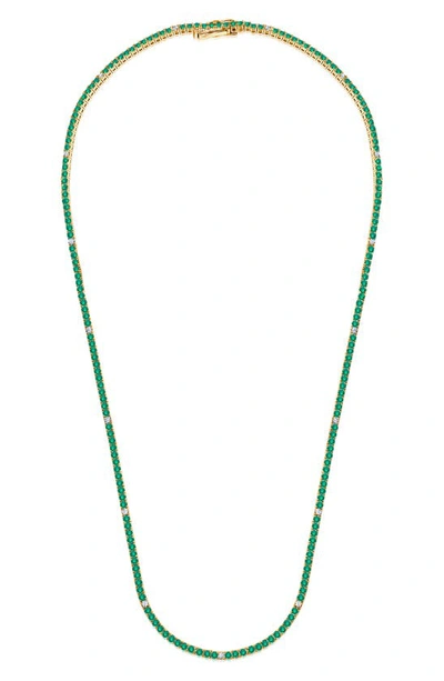 Crislu Cubic Zirconia Tennis Necklace In Emerald