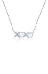 Crislu Cultured Pearl & Cubic Zirconia Pendant Necklace In Pearl/ Ivory