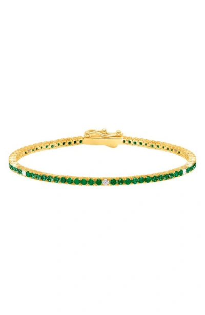 Crislu Cubic Zirconia Tennis Bracelet In Emerald