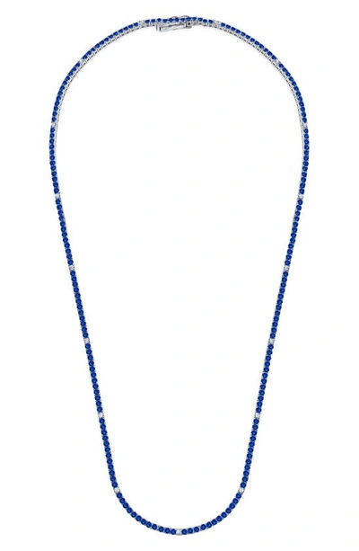 Crislu Cubic Zirconia Tennis Necklace In Sapphire