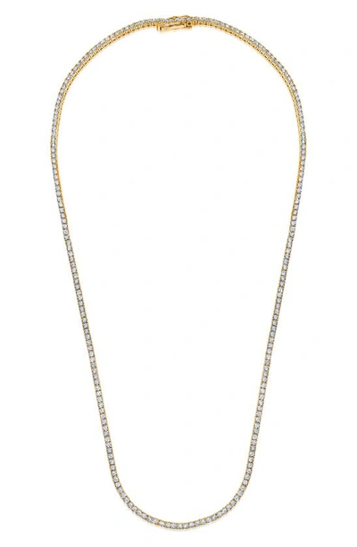 Crislu Cubic Zirconia Tennis Necklace In Silver/ Gold
