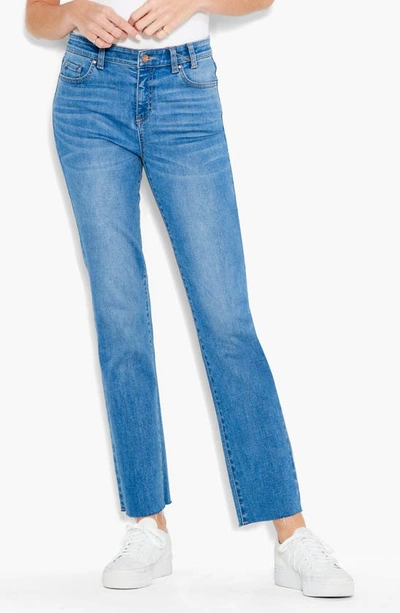 Nic + Zoe High Waist Raw Hem Ankle Straight Leg Jeans In Horizon