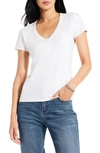 Nic + Zoe Perfect V-neck Cotton Blend T-shirt In Paper White