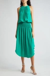 Ramy Brook Audrey Smocked Waist Sleeveless Midi Dress In Sea Green