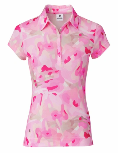 Daily Sports Sheer Mesh Cap Sleeve Polo Shirt In Cammy In Multi