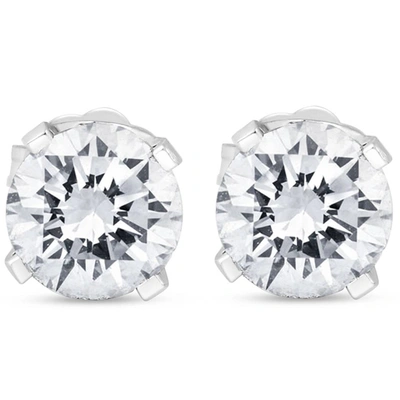 Pompeii3 1 1/2ct Diamond Push Push Studs Enhanced 14k White Gold In Multi