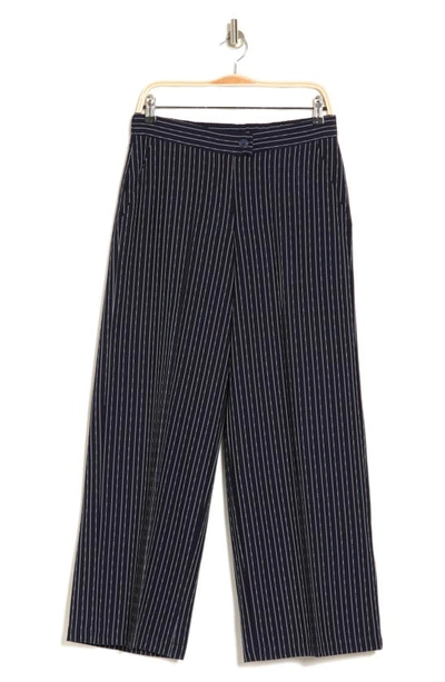 Adrianna Papell Pinstripe Pants In Blue Moon/ White