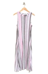 Donna Karan Stripe Nightgown In Grey Brushed Stripe