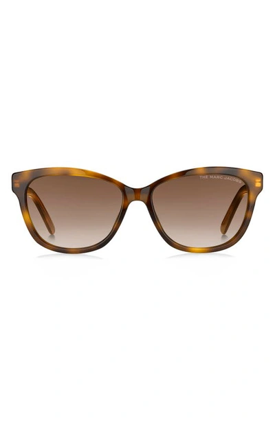 Marc Jacobs The  55mm Polarized Gradient Rectangular Sunglasses In Havana/ Brown Gradient