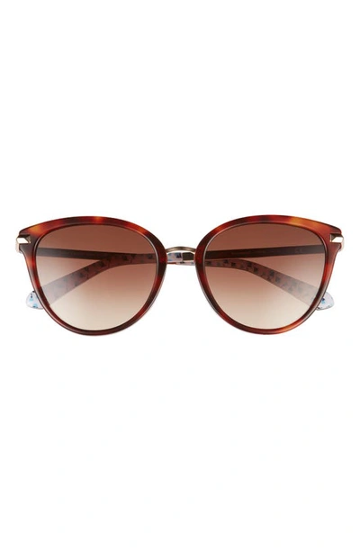 Kate Spade Savona 53mm Gradient Polarized Cat Eye Sunglasses In Hvpttblue / Brown Gradient