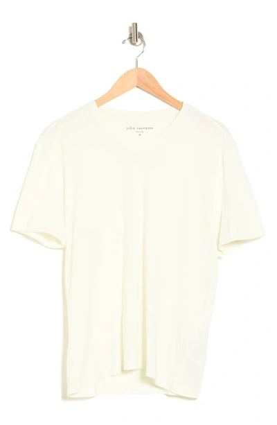 John Varvatos Nash V-neck Cotton T-shirt In Salt/ White