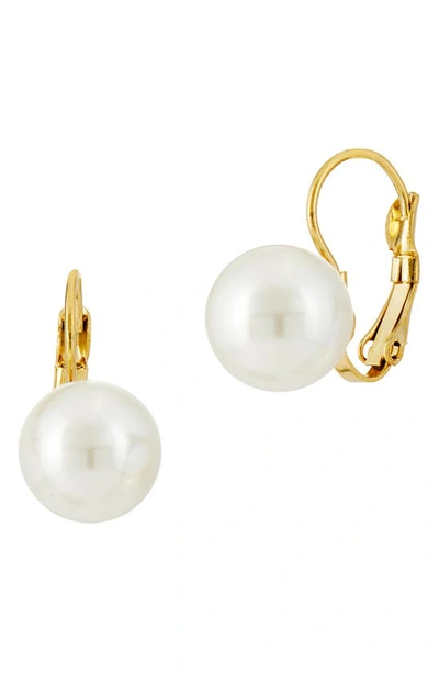Savvy Cie Jewels Mother Of Pearl Leverback Earrings In Yellow