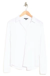 Adrianna Papell Boyfriend Linen Blend Button-up Shirt In White