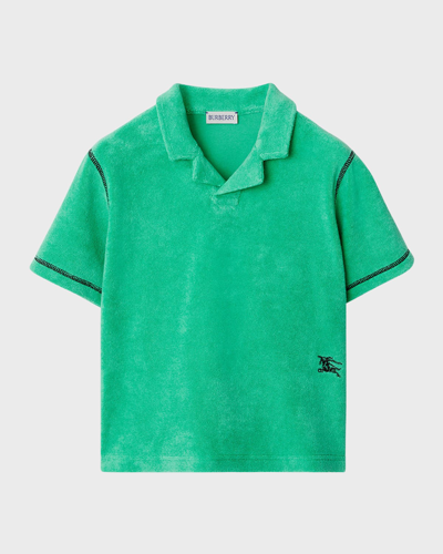Burberry Kids' Boy's Rolfe Ekd Short-sleeve Polo Shirt In Bright Jade