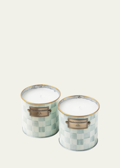 Mackenzie-childs Sterling Check 2-piece Small Citronella Candles In Blue