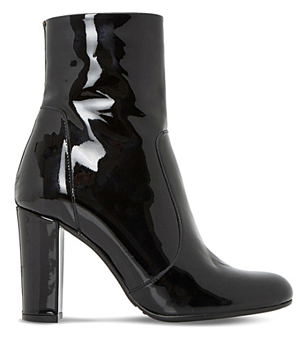 Dune Otto Round Toe Heeled Ankle Boot In Black-patent | ModeSens