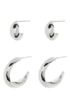Nordstrom Rack Chubby Hoop Earrings Set In Metallic