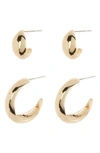 Nordstrom Rack Chubby Hoop Earrings Set In Gold